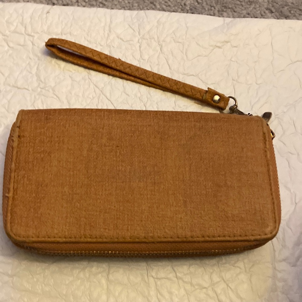 Tan/Brown 2 Zipper Pocket Wallet - Picture 1 of 7